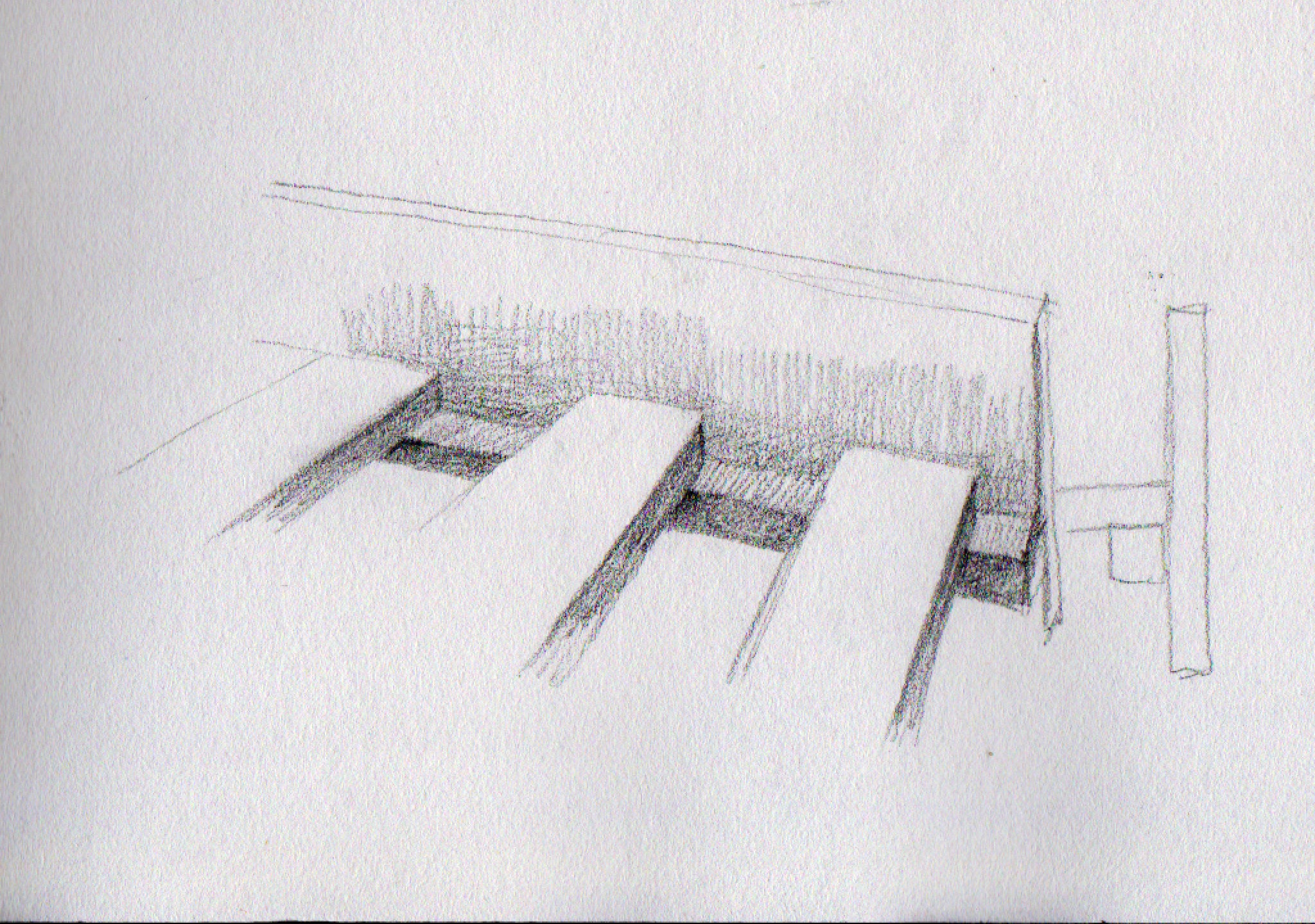 Technical drawing of the Junio bunk bed wooden slats, showing their spacing and attachment points on the solid pine frame for sturdy, supportive, and safe kids bed construction.